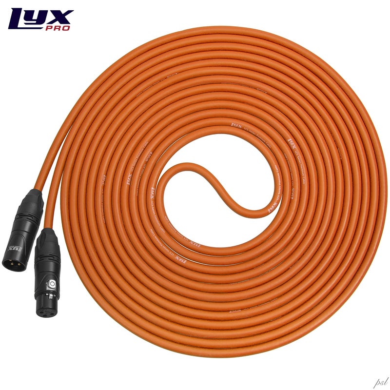 LyxPro 50 Feet XLR Microphone Cable Balanced Male to Female 3 Pin Mic Cord for Powered Speakers Audio Interface Professional Pro Audio Performance and Recording Devices - Orange - Image 1